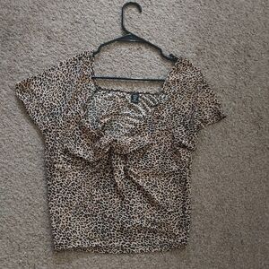 SHEIN Brown Leopard Print Blouse